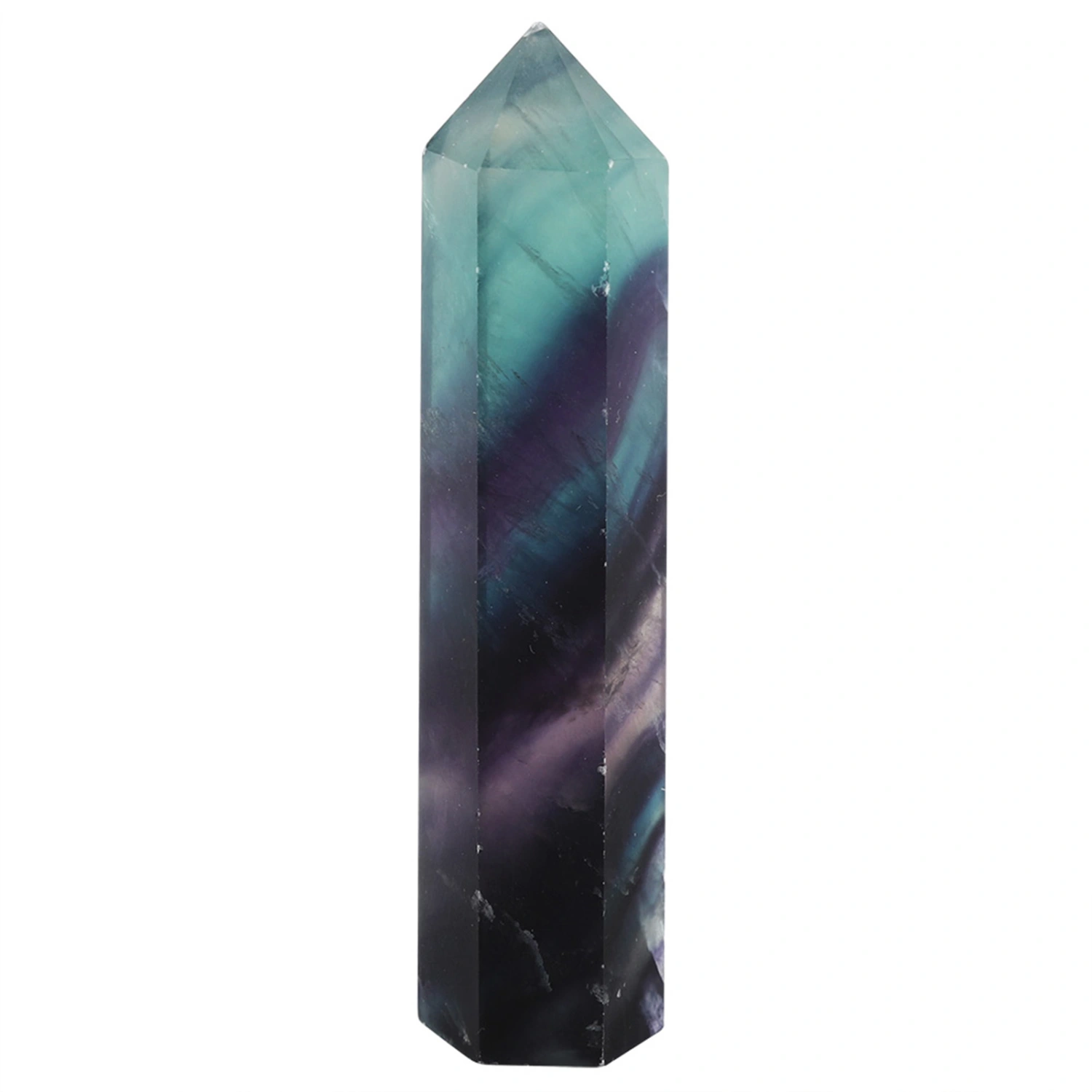 Natural Fluorite Quartz Crystal Hexagonal Wand for Decoration Ornament (60-65mm)