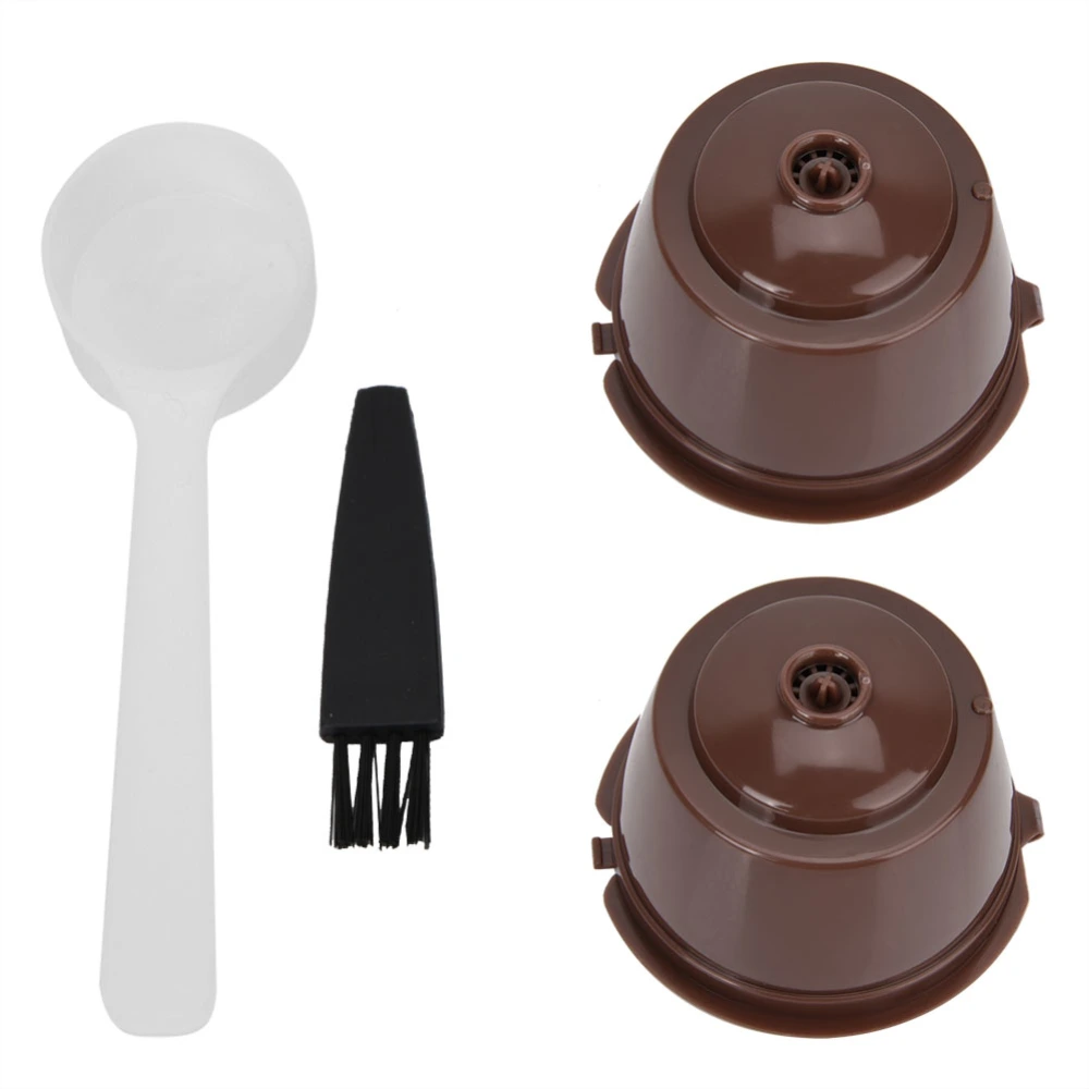 Reusable Refillable Coffee Capsule Pod Filter Cups Set With Spoon Brush (2 Coffee Capsules)