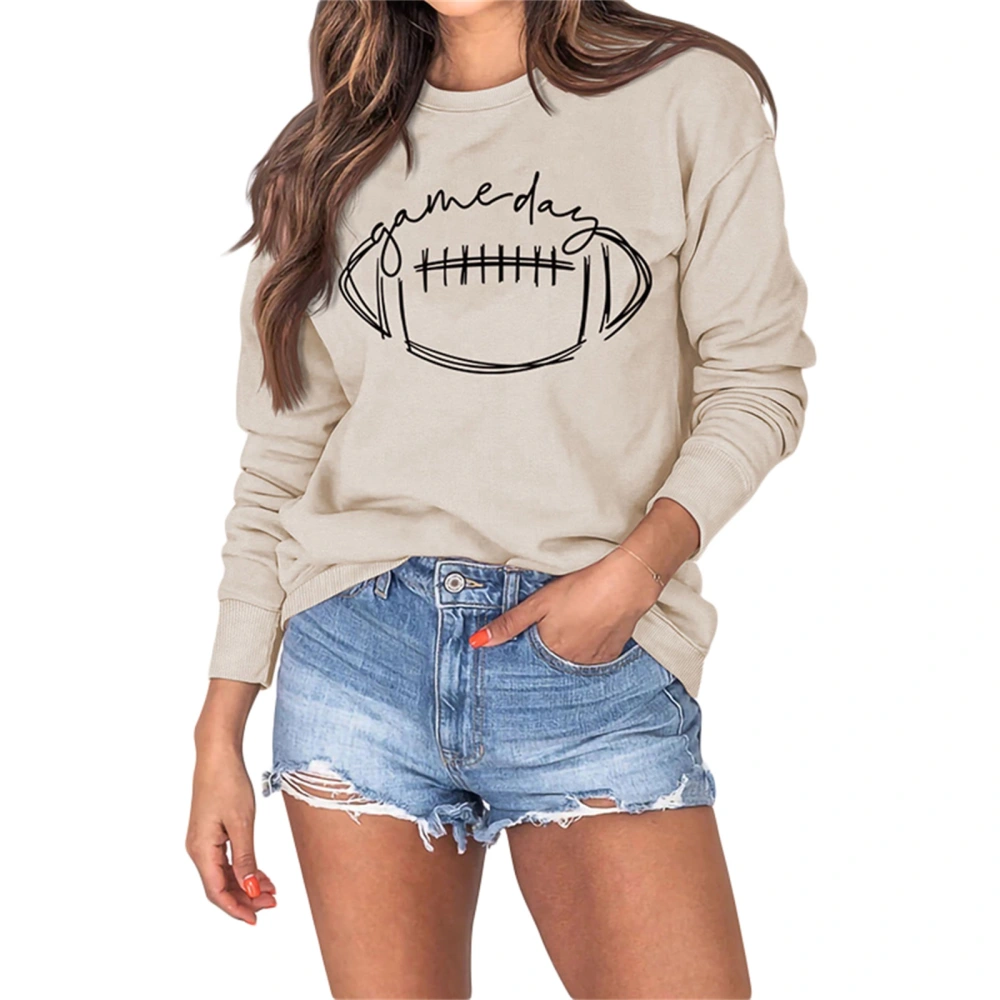 Women's Spring Autumn Long Sleeve O Neck Rugby Print Sweatshirt