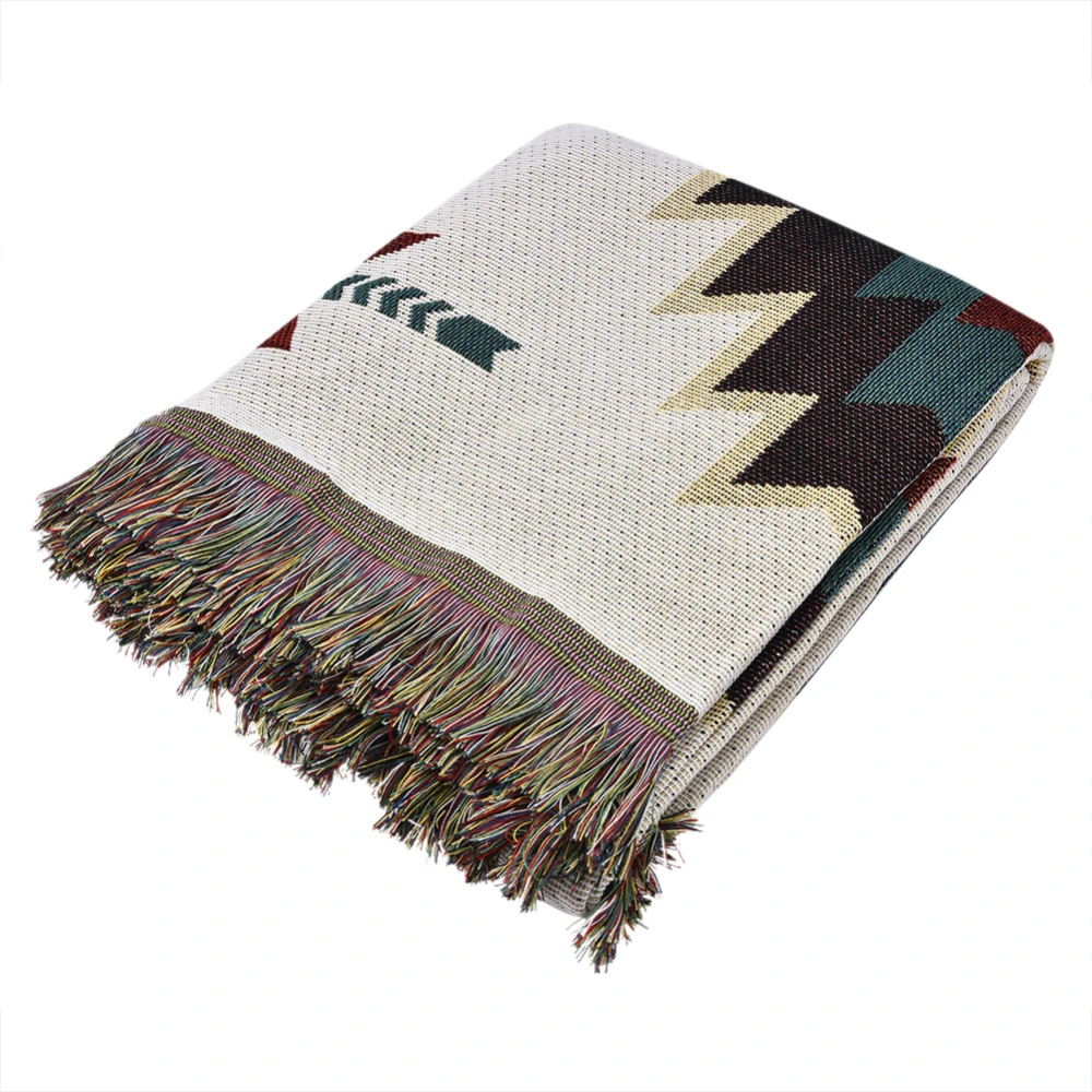 Double Sided Cotton Woven Couch Throw Blanket Carpet with Decorative Tassels (#2)