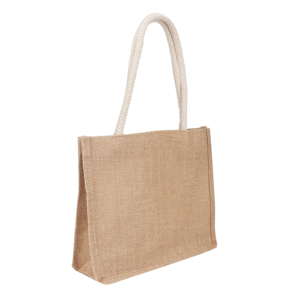 Fashionable Portable Large Capacity Jute Shopping Bag Retro Handbag Tote Bag (L)