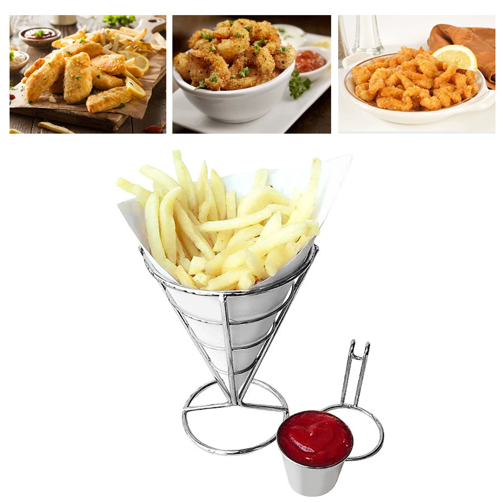 Plating French Fries Stand Buffet Cone Snacks Display Stand Fries Baskets(Single Cup)