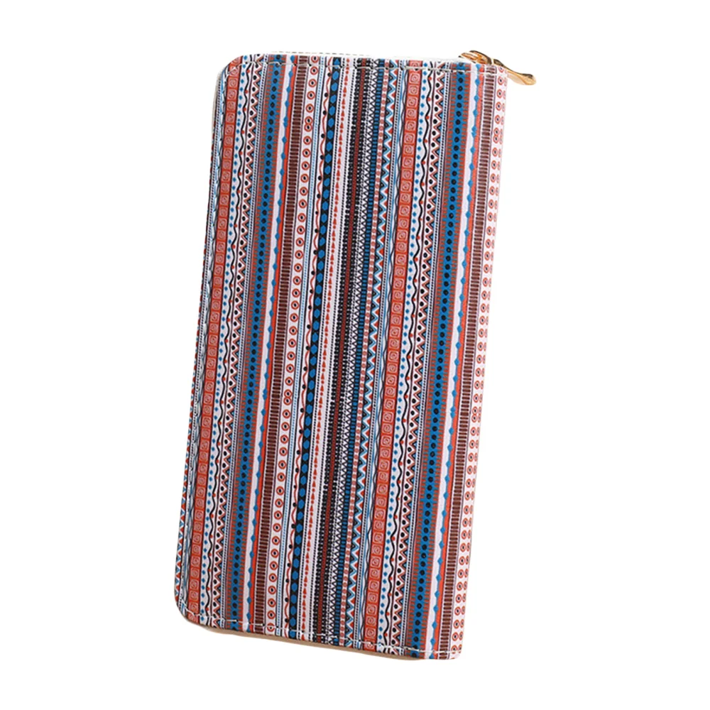 Women Wallet, Ethnic Style PU Leather Zipped Portable Card Holder