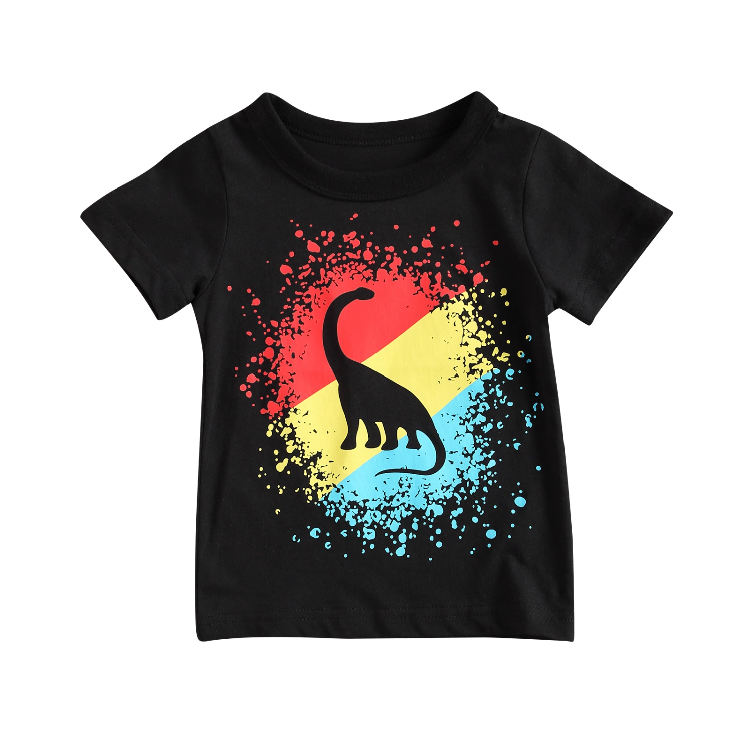 Toddler Kid Boy Crew Neck Cotton Color Block Cartoon Tees Tops