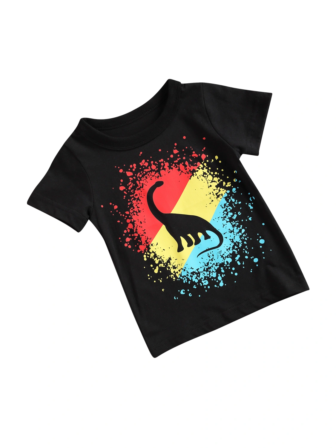 Toddler Kid Boy Crew Neck Cotton Color Block Cartoon Tees Tops
