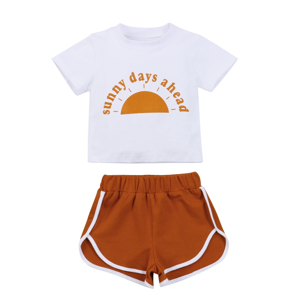 Toddler Summer Outfit, Unisex Sun Print T-Shirt + Elastic Shorts