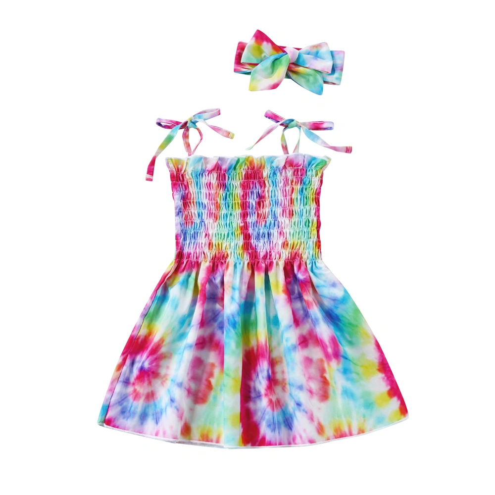 Little Girls Sweet Style Outfit, Slip Princess Dress, Headwear 