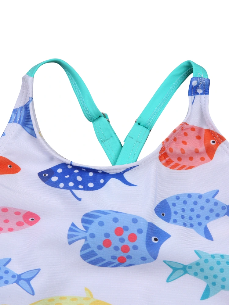 Baby Girl Swimsuit Fish Dinosaur Printed No-Sleeve Sling Summer Romper