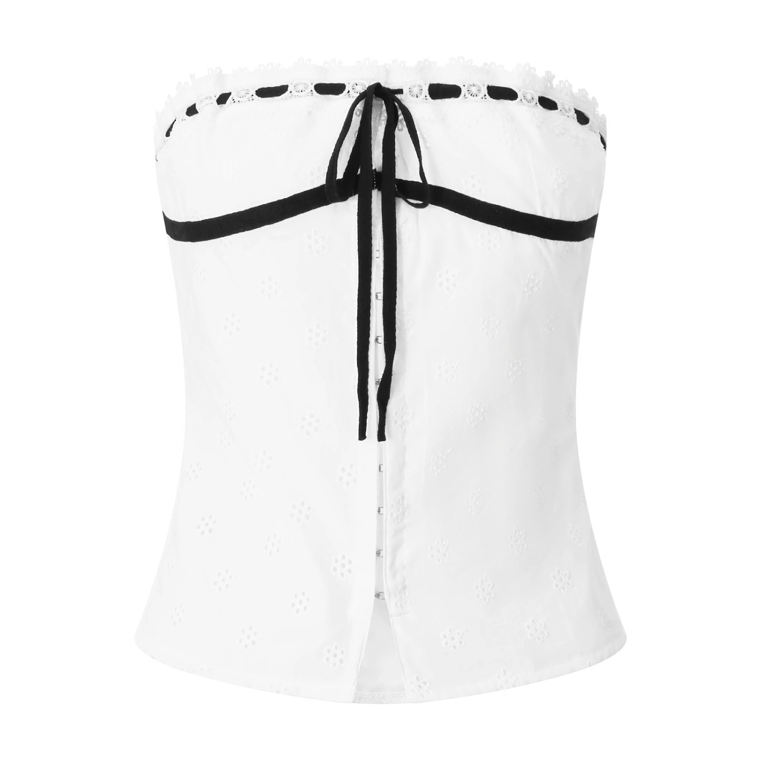 Women Tube Top, Strapless Backless Tie-up Buckled Flower Summer Vest