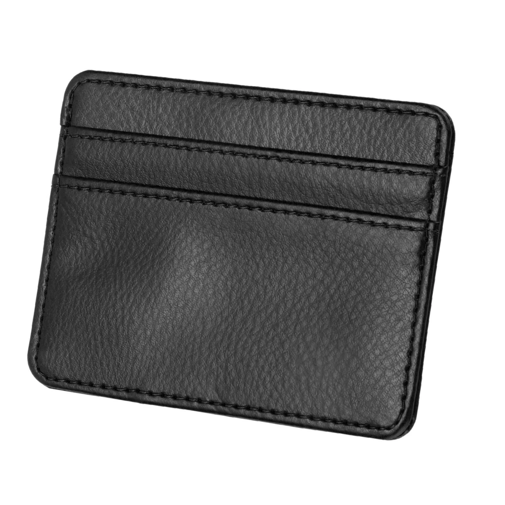 Card Wallet Durable Practical PU Protective Sleeve Credit Card Holder for Man WomanBlack