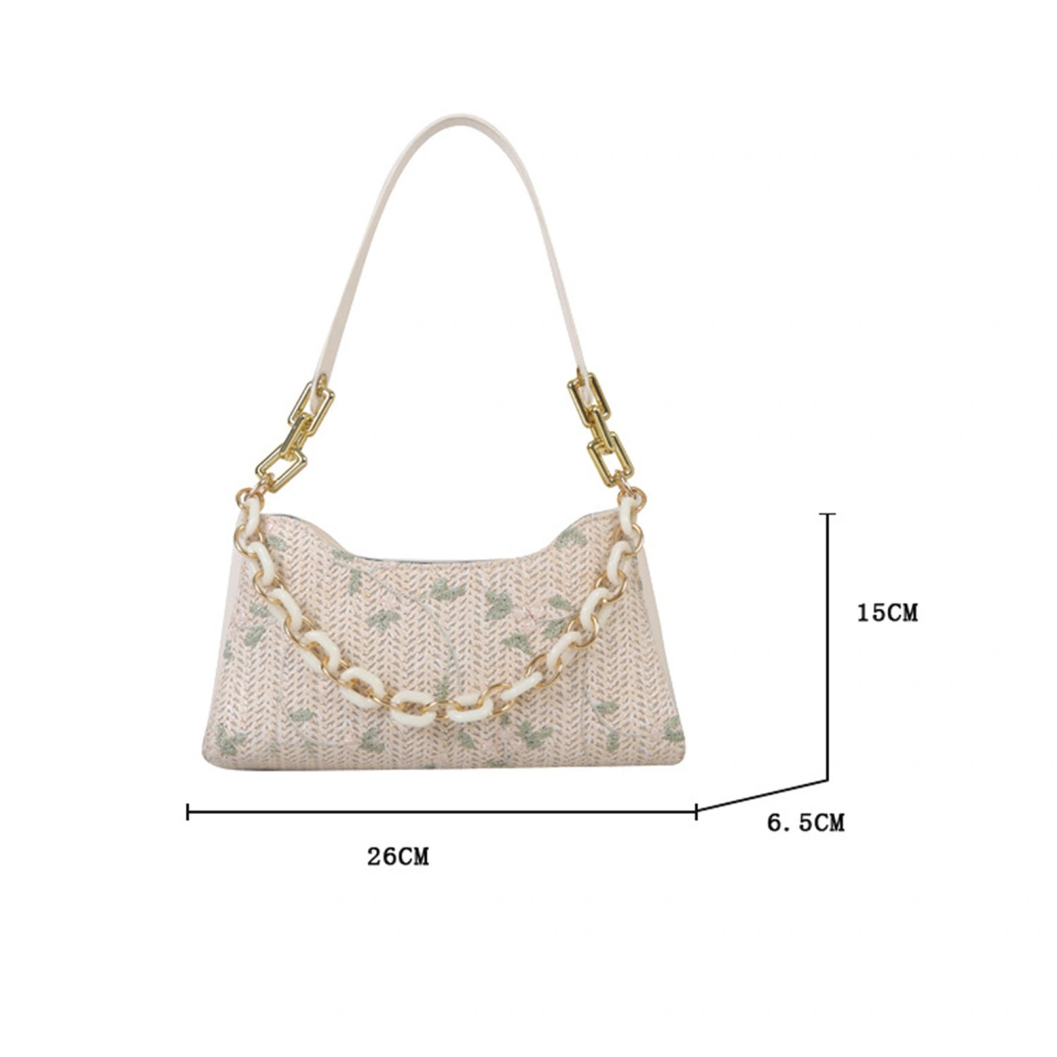 Women Fashion Woven Shoulder Bags Portable Trendy Underarm Handbag
