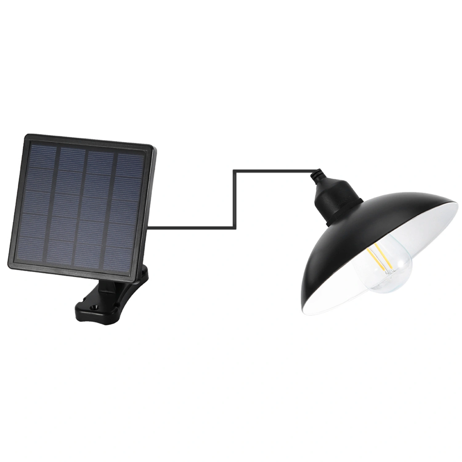 Metal Shade Solar Powered Pendant Light E27 Bulb Outdoor Hanging Shed Lamp for Home Garden