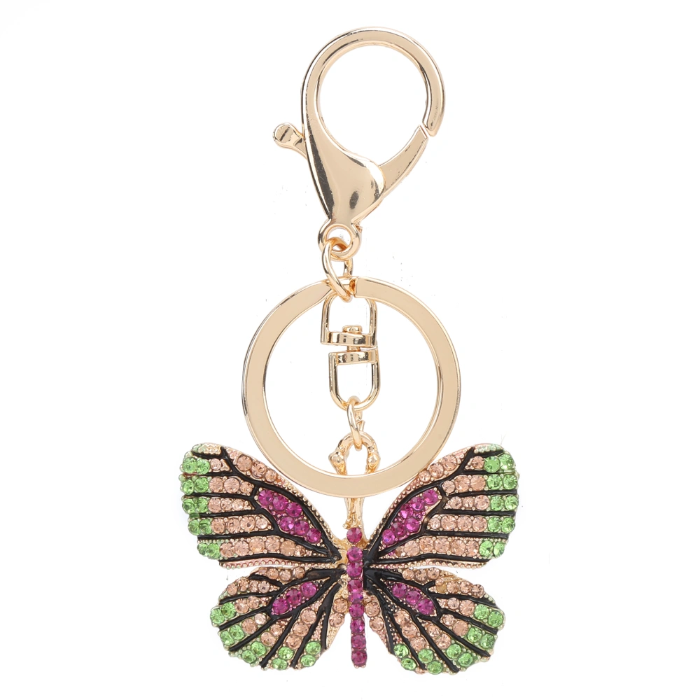 Key Chain Butterfly Zinc Alloy Rhinestone Sparkling Fashion Pendant for Backpack WalletRed Violet