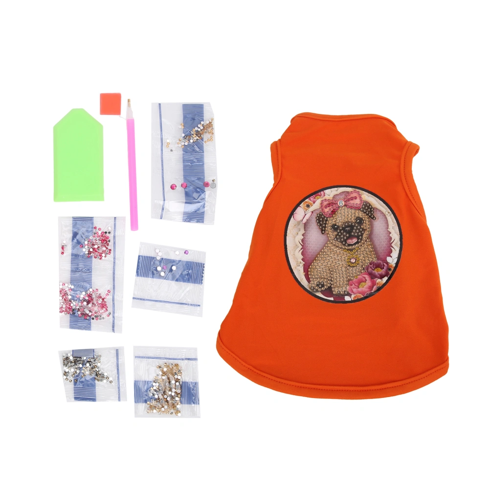 Pet Vest Clothes Small Dog Cat Rhinestone Painting Soft Breathable Summer Shirt ApparelOrange M