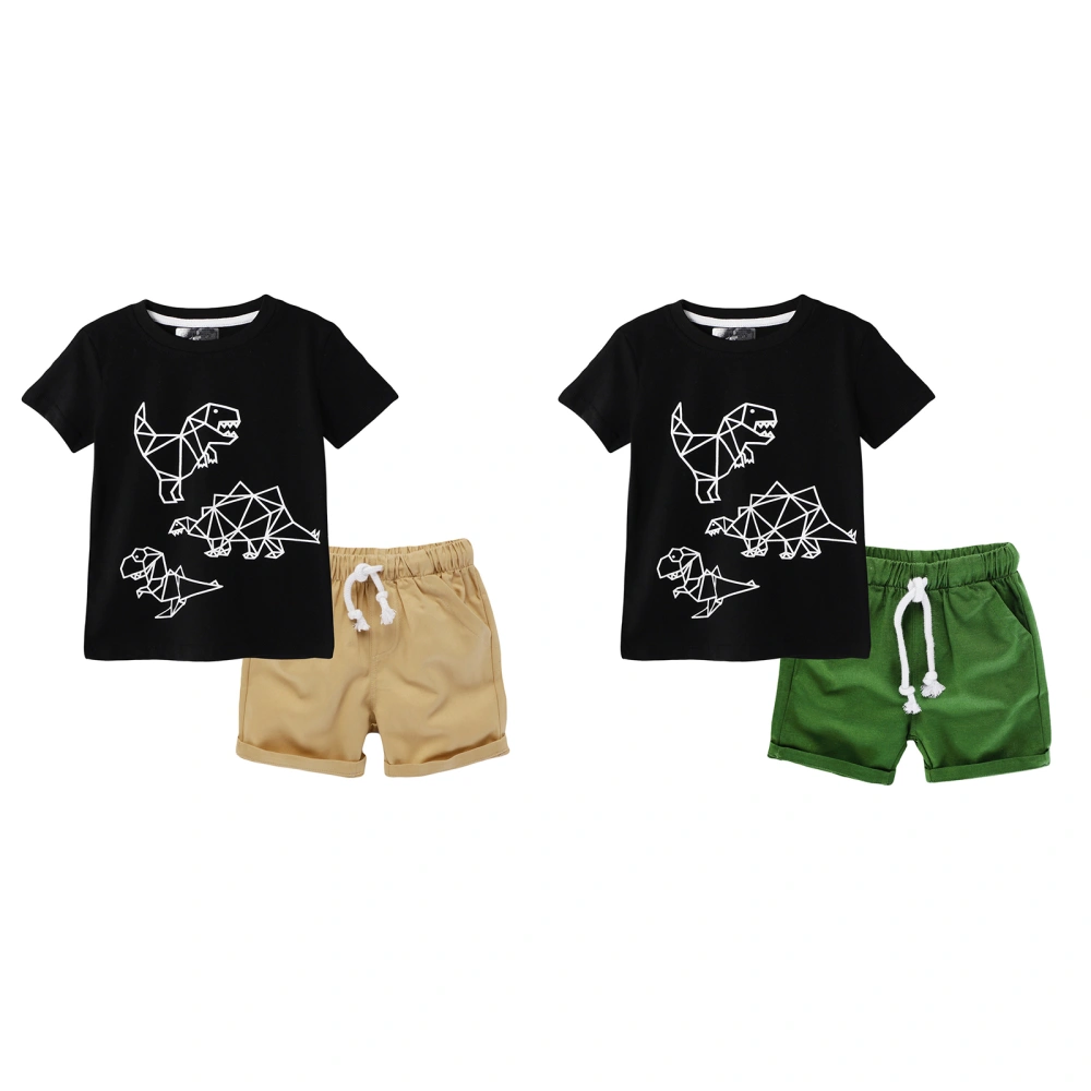 Boy’s Dinosaur Short Sleeve T-shirt and Solid Color Shorts Set