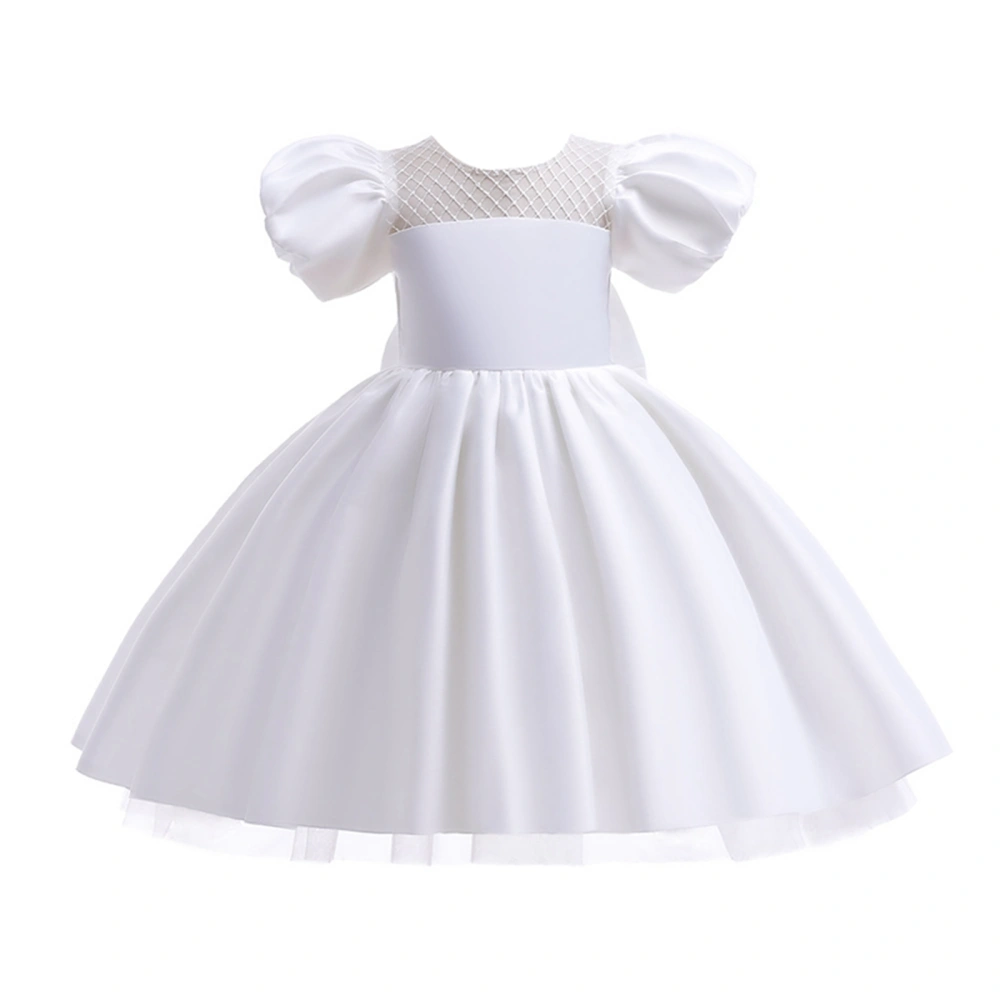 Kids Girls Cocktail Party Dress Mesh Patchwork Bowknot Satin Gowns