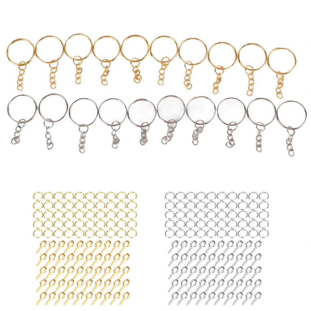 220Pcs Split Keychain Rings DIY Letters Numbers Pendant Eye Pins for Craft Decoration