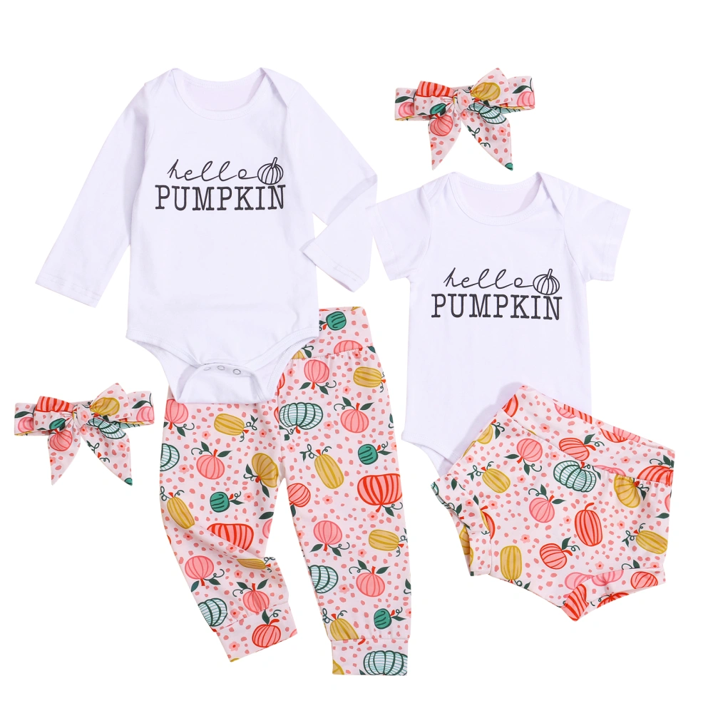 Baby Girls Outfits, Letters Romper + Pumpkin Shorts/Pants + Hairband