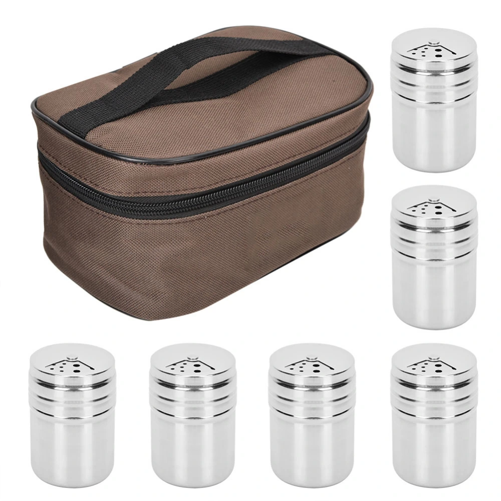 6Pcs Seasoning Jar Pepper Salt Pot Kitchen Seasoning Can with Storage Bag Outdoor Camping BBQ