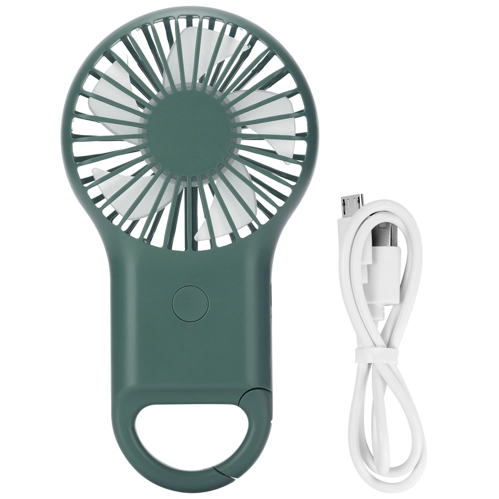 USB Charging Handheld Portable Fan 3 Speed Adjustable Mini Fashionable Carabiner FanArmy Green