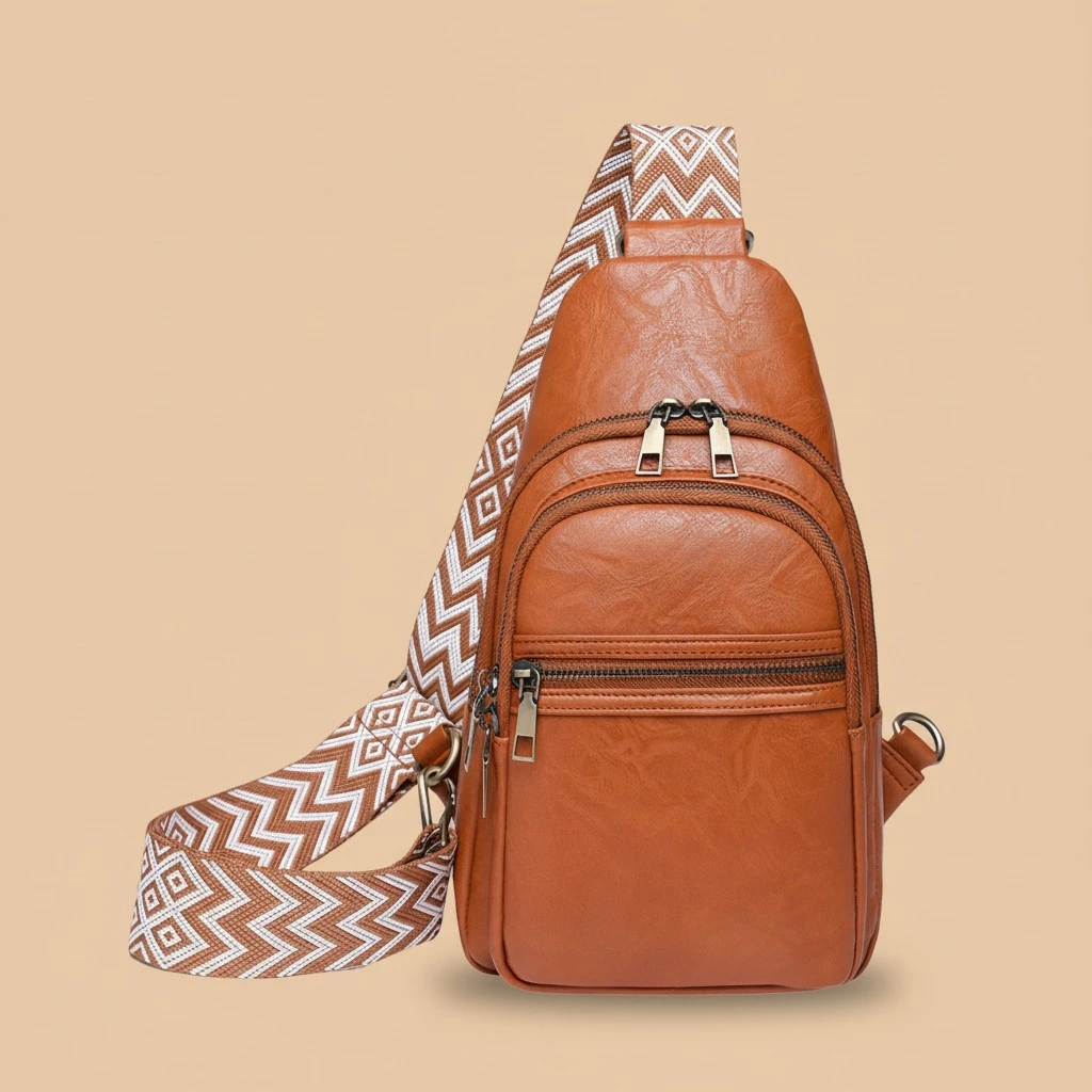 Women Crossbody Sling Bag Lightweight PU Chest Shoulder Bag Fanny Pack