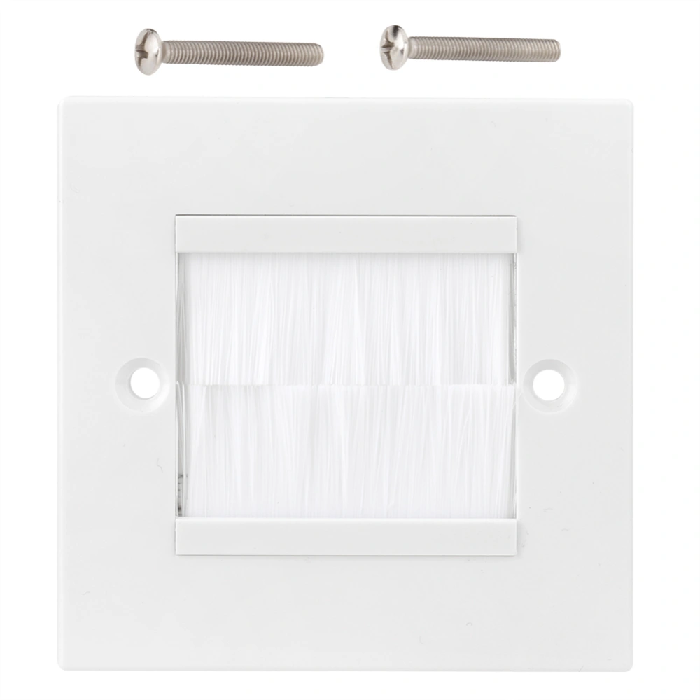 Dust Prevention Brush Cable Wall Plate Port Insert Cover Outlet Mount Panel (White)