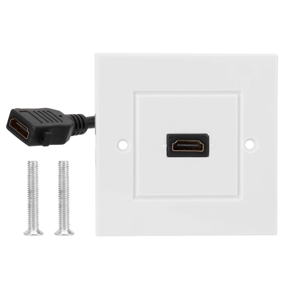 White HDMI Wall Plate Panel with Cable for Hotel Home Office Building US Standard