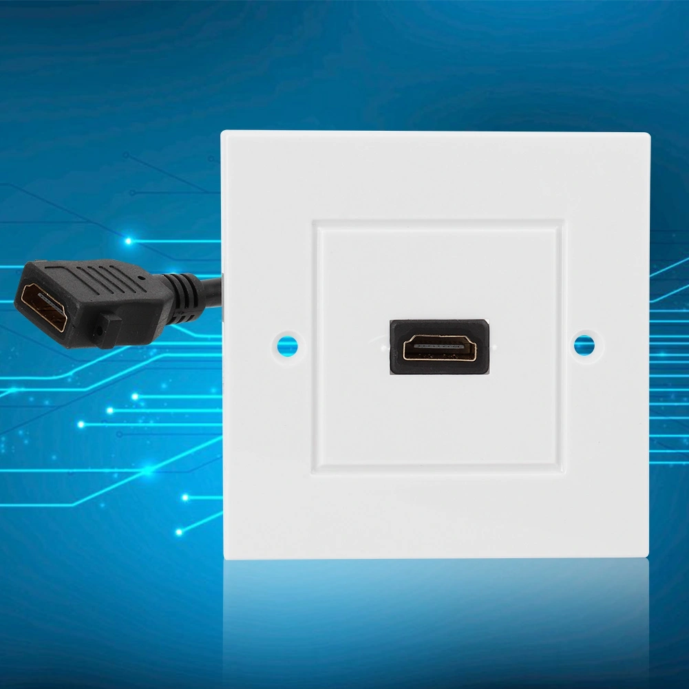 White HDMI Wall Plate Panel with Cable for Hotel Home Office Building US Standard
