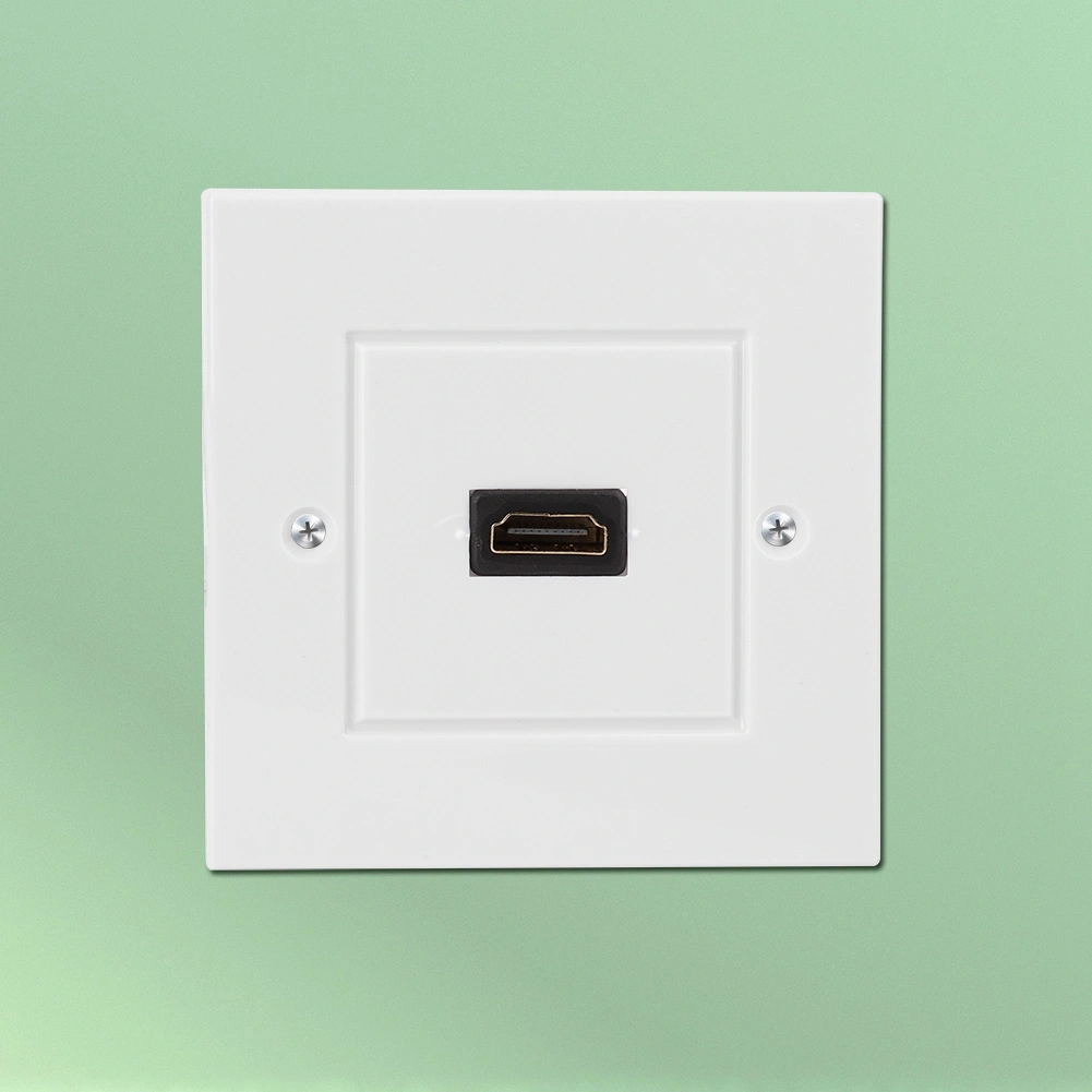 White HDMI Wall Plate Panel with Cable for Hotel Home Office Building US Standard