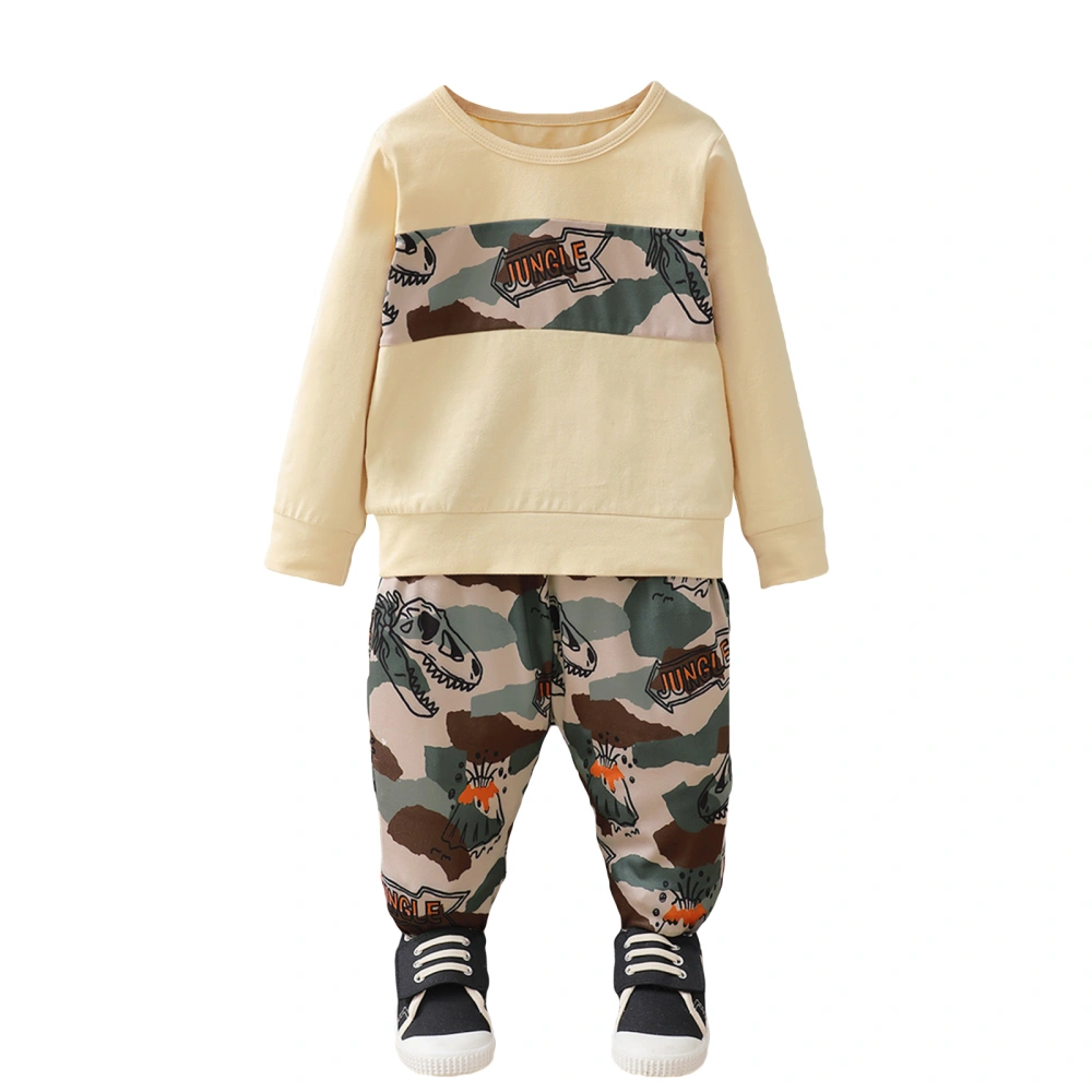 Kid Boy Camouflage Dinosaur Print Shirt + Sports Jogger Trousers