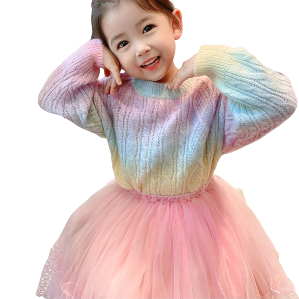 Kids Sweater, Gradient Color Long Sleeve Round Neck Knitwear/ Cardigan