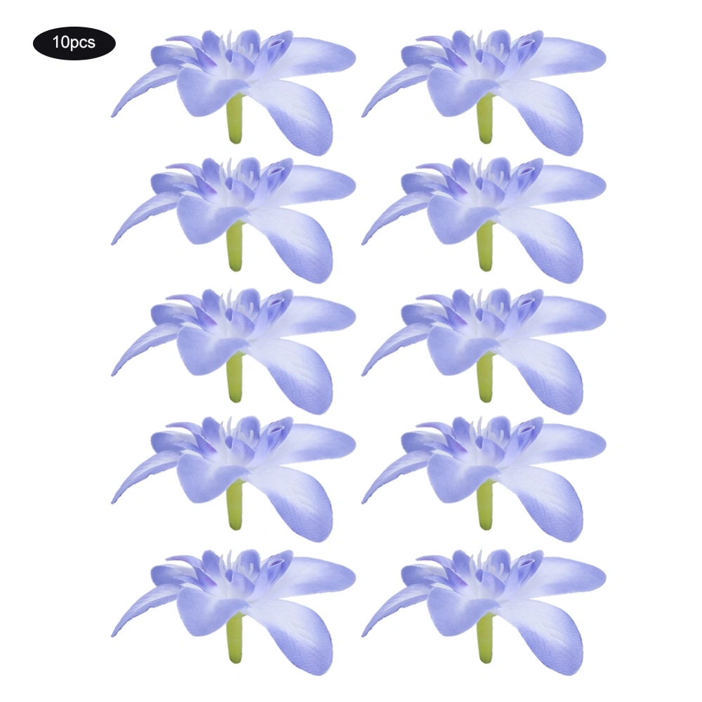 10Pcs Artificial Orchid Fake Flowers Simulate Floral for Wedding Bridal Wreath Decoration Blue