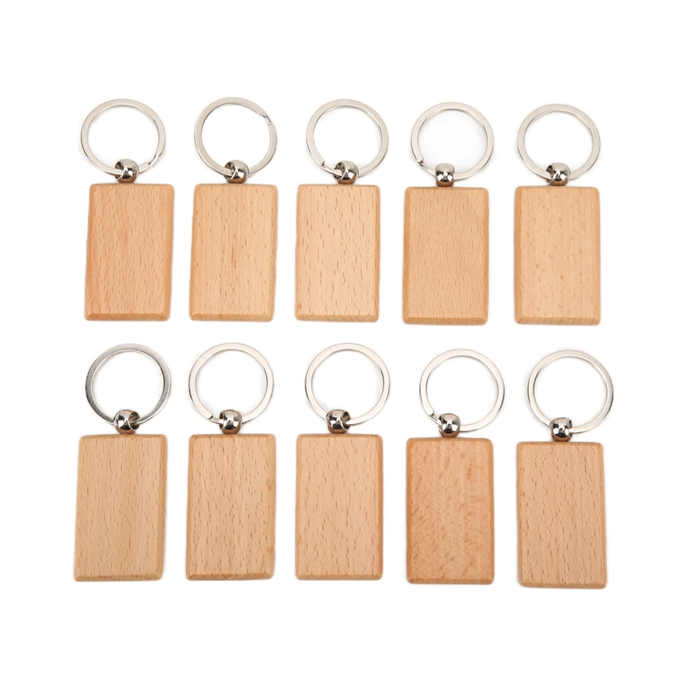 10Pcs Blank Wooden Keychain Smooth Durable Sturdy Lightweight Uniform Size Unfinished Wood Keychain