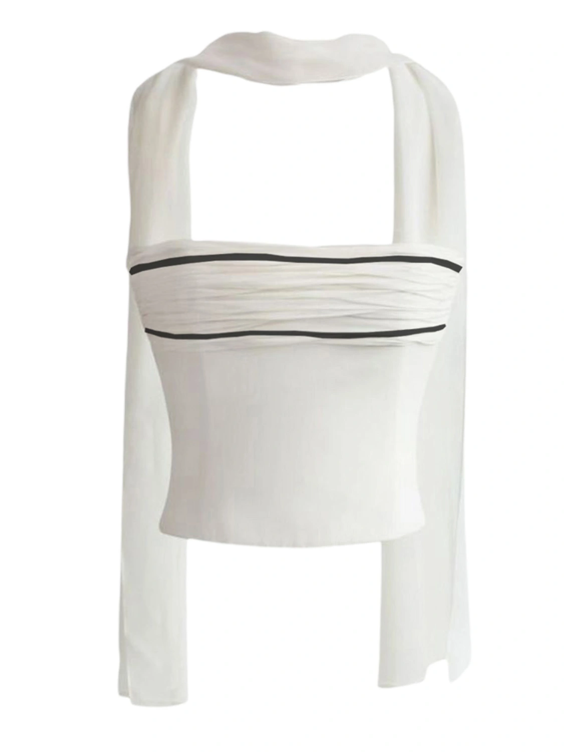 Women Basic Ruched Bandeau Contrast Color Summer Off-shoulder Tops