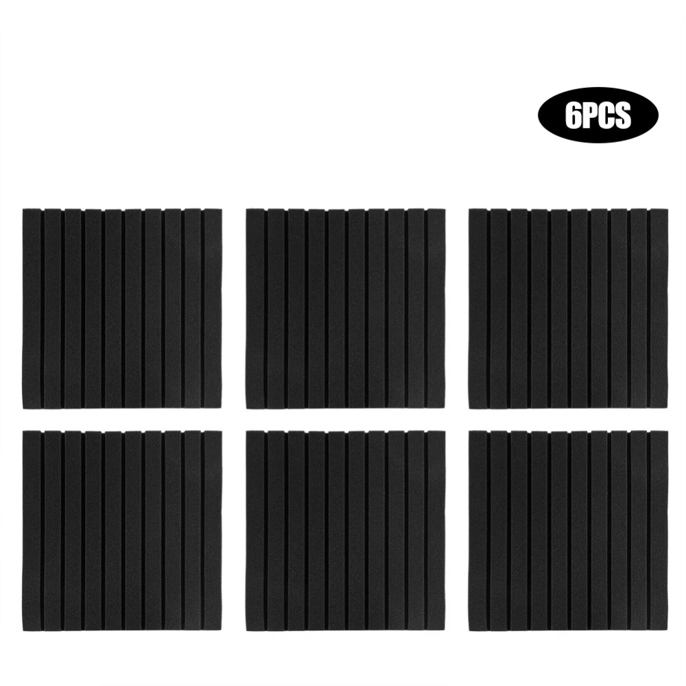 50*50*5cm 6Pcs Strip shape Foam Engineering Acoustic Panels Studio Soundproofing Foam （Black）