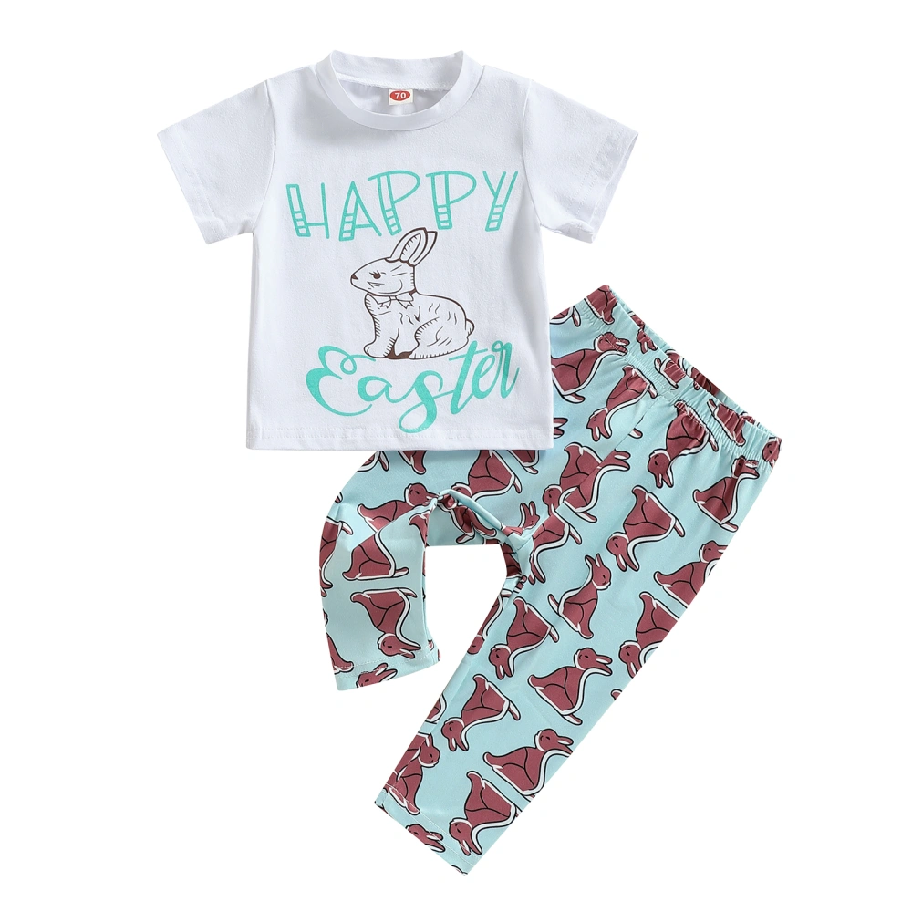 Infant Baby Easter Outfit Summer Bunny Print T-shirt and Pants Set 