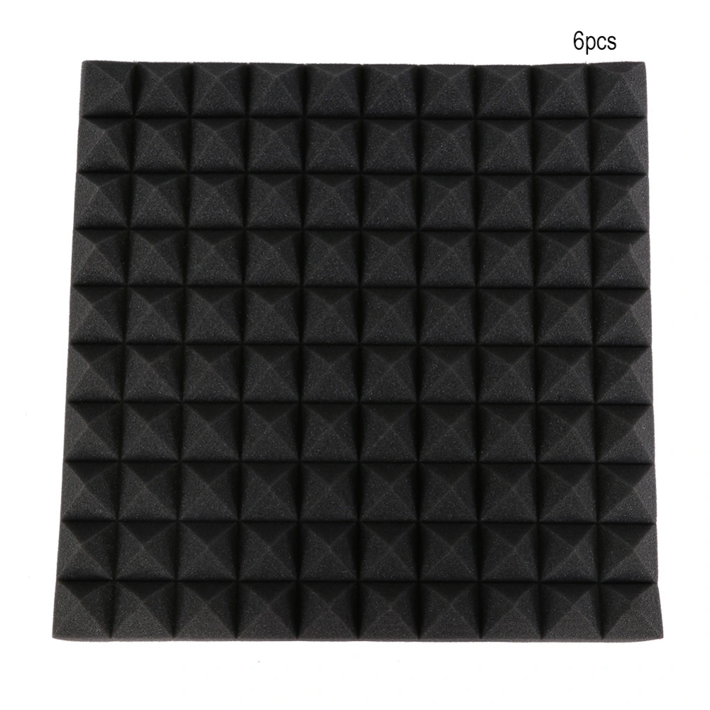 50*50*5cm 6Pcs Pyramid Shape Sound Absorbing Soundproofing Cotton Foam (Black)