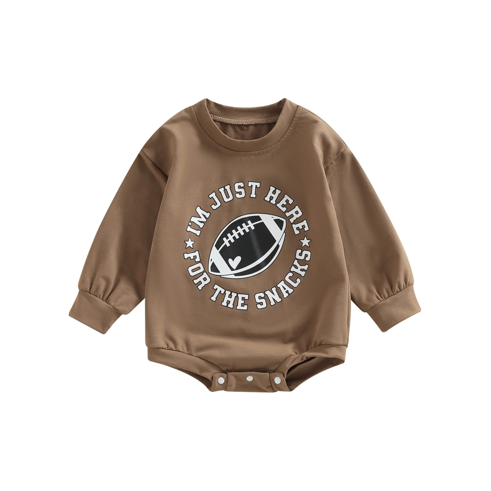 Baby Romper, Long Sleeve Football Print Bodysuit One-Piece Outfit