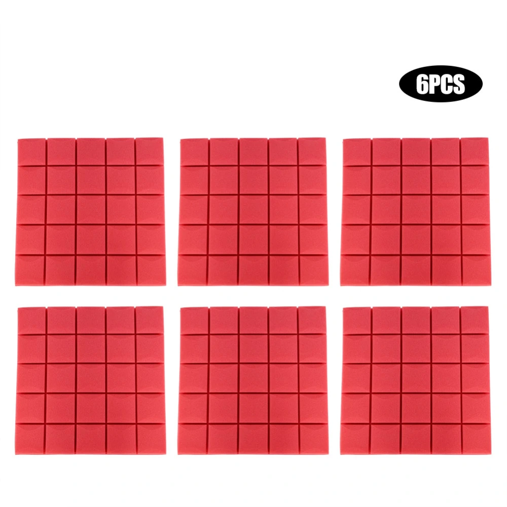 50*50*5cm 6Pcs Foam Engineering Acoustic Panels Studio Soundproofing Foam (Red)