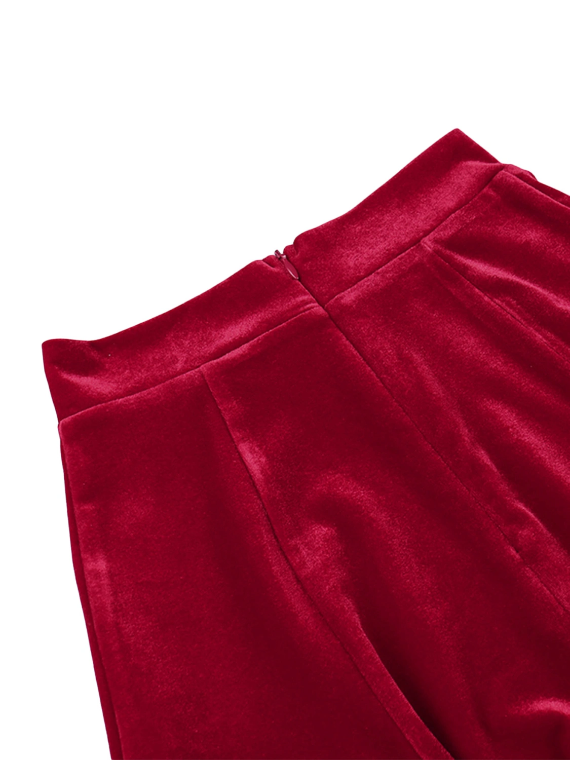 Women's Velvet Mini Skirt, Gothic High Waist Zip Up Hanky Hem Skirt