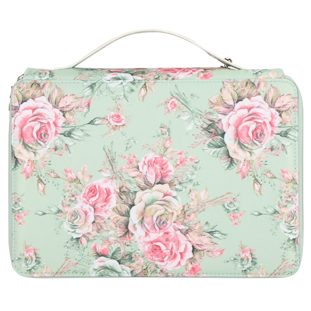 Pencil Case 200 Slots Rose Printed 4‑Layer Zipper Pen Holder Stationery Storage Pocket