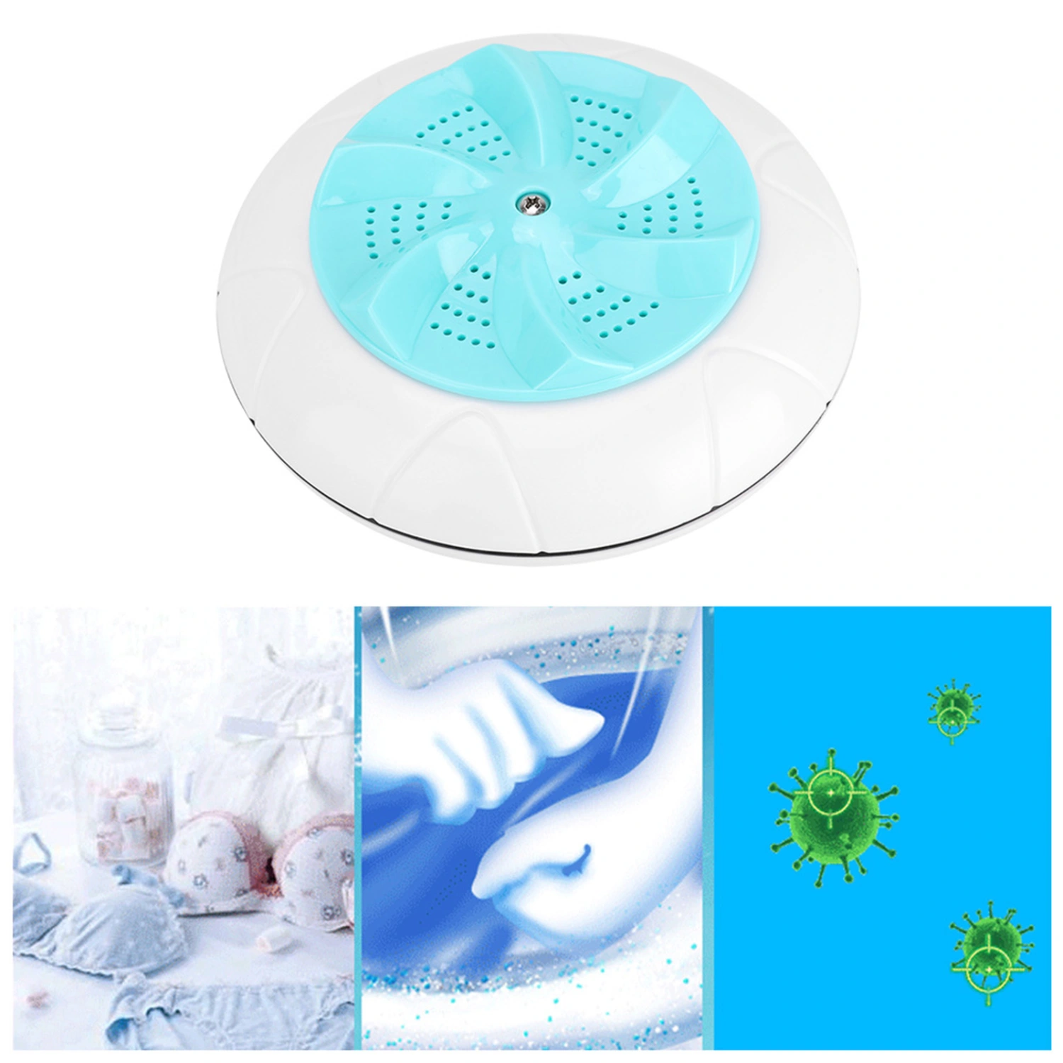 Mini Travel Portable Household Small Washing Machine Ultrasound Turbo Washer Laundry (Green)