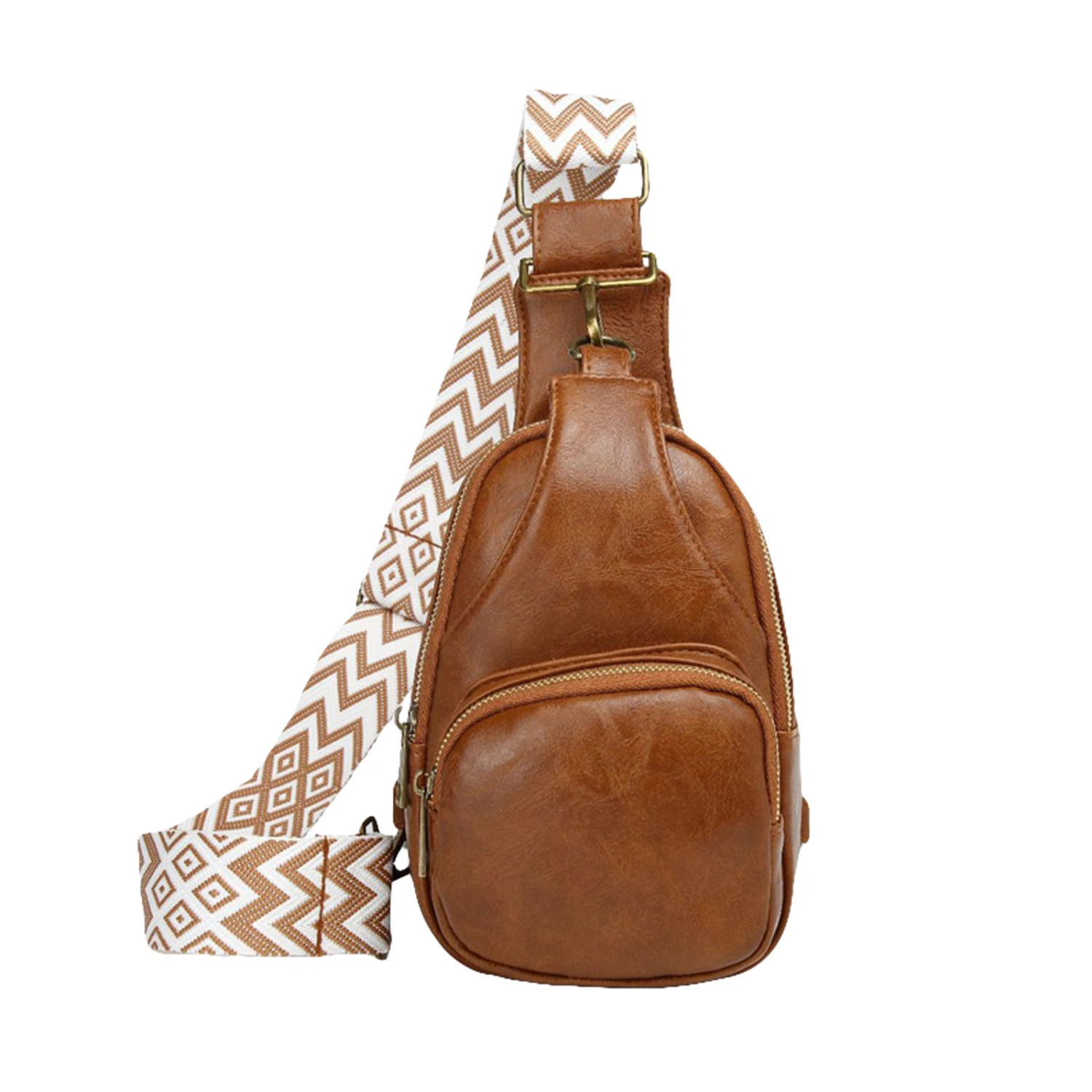 Women Crossbody Sling Bag Retro PU Chest Shoulder Bag Fanny Packs
