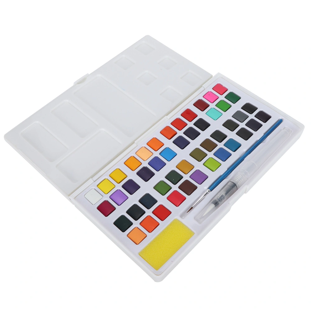 Professional Watercolor Paint Set Portable Watercolor Pigment with Pen Sponge (Plastic Box)48 Colors