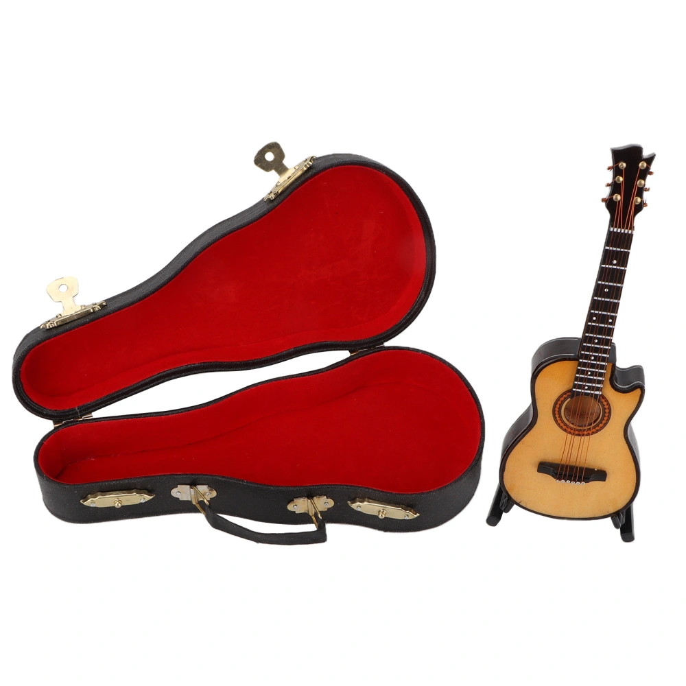 Minature Guitar Model Wooden Mini Musical Instrument Guitar Replica with Stand OrnamentM