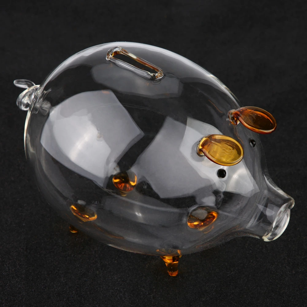 Transparent Glass Pig Coin Saver Bank Piggy Money Saving Box Children Gift