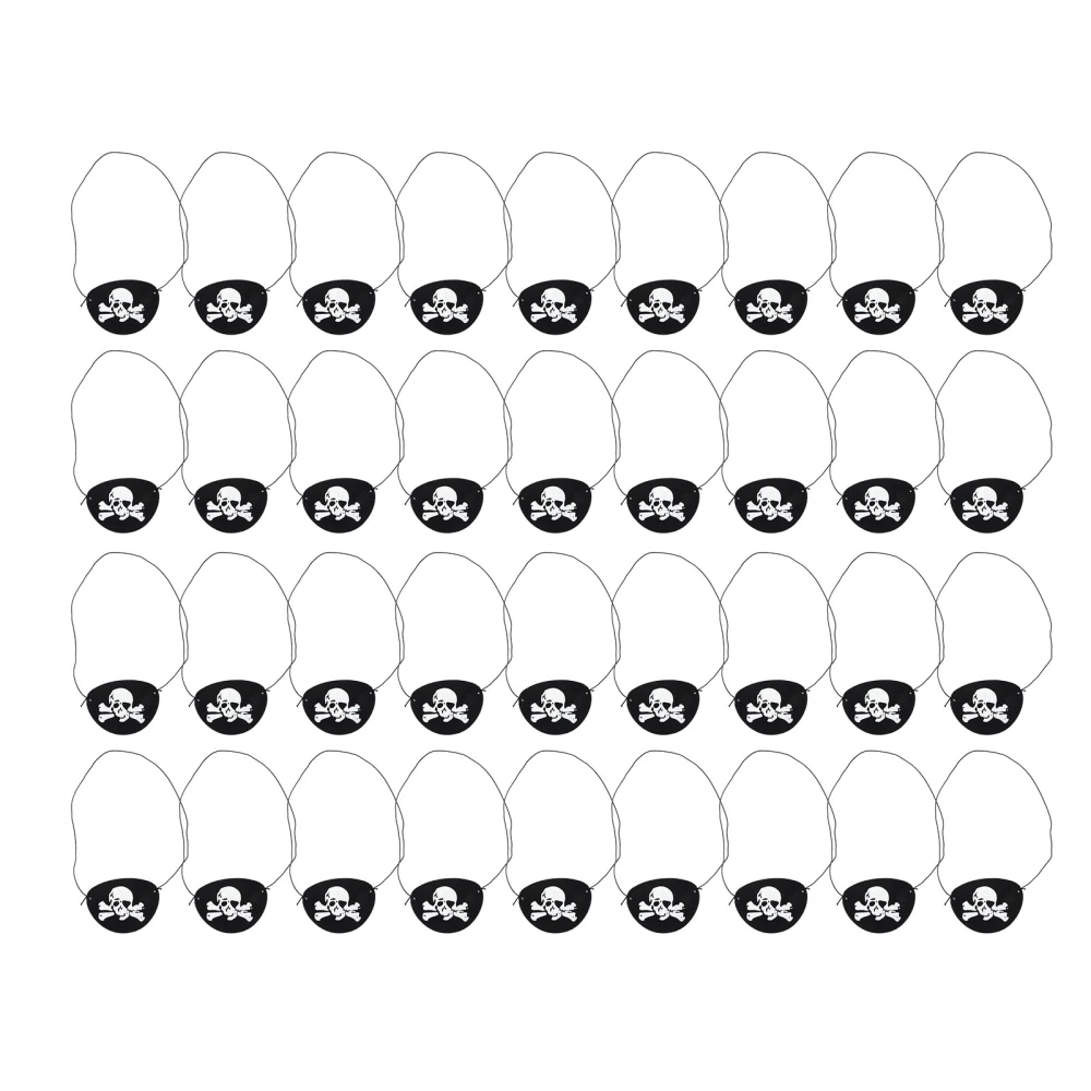 36pcs Pirate Eye Patch Black Felt White Skull Halloween Theme Decoration for Birthday Party