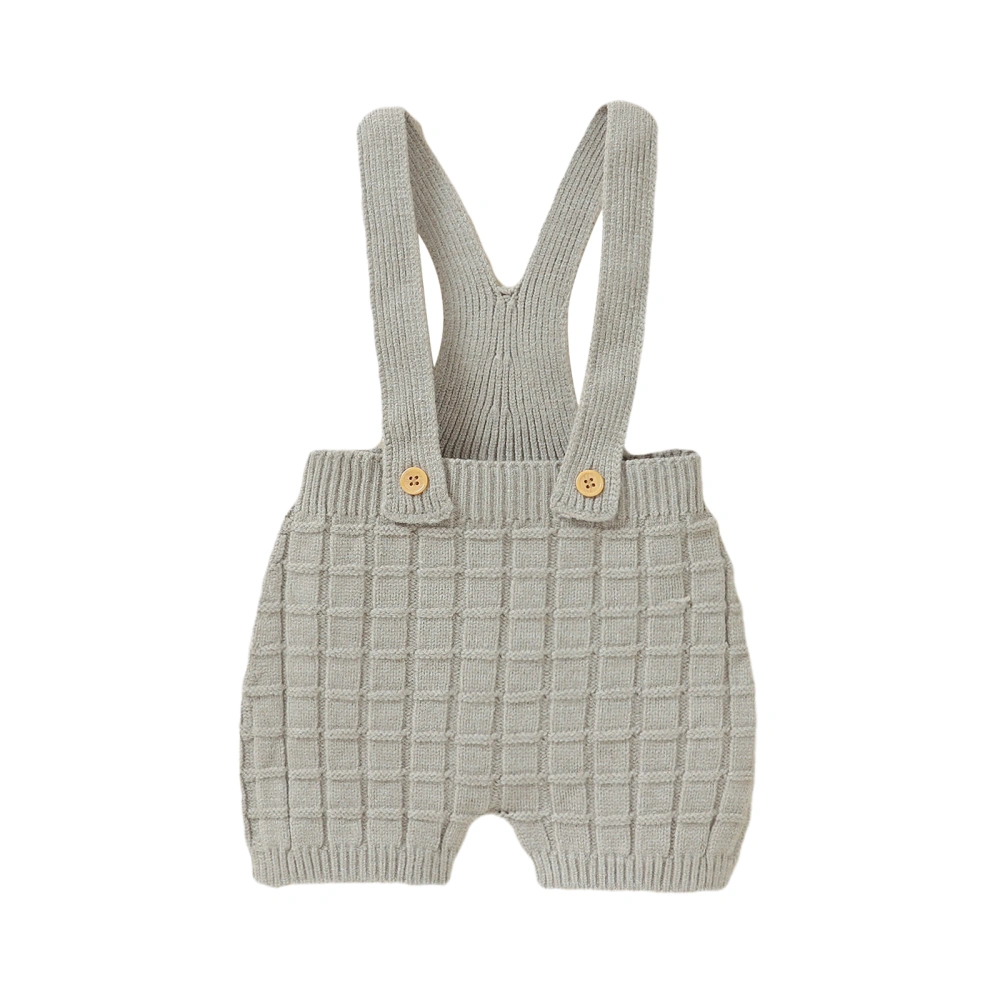 Baby Knit Overalls, Sleeveless Suspender Shorts Button Romper