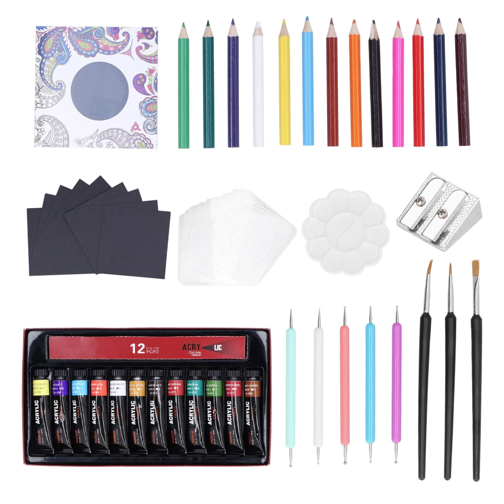 Painting Template Mandala Acrylic Paint Color Pen Drawing Brush Coloring Book Set for All Stages People