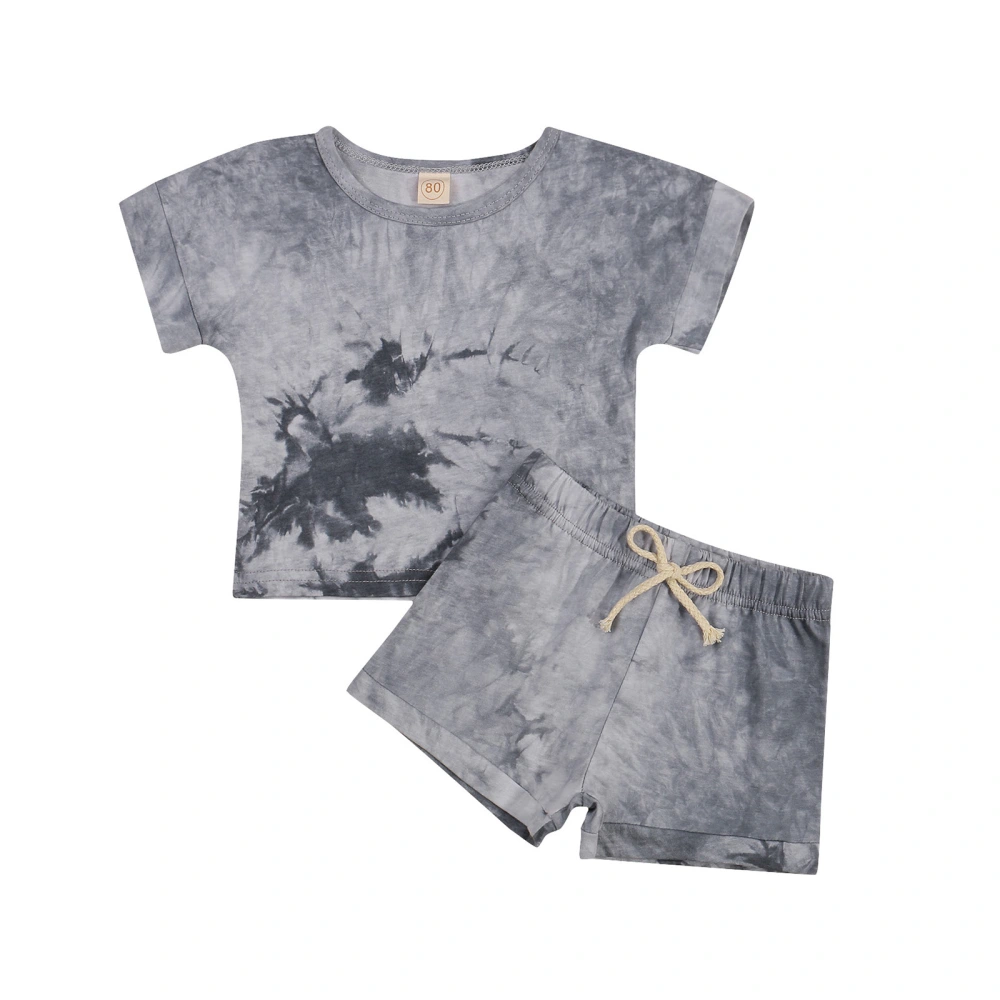 Kids Suit Set, Tie-Dyed O-Neck Short Sleeve T-Shirt+ Short Pants